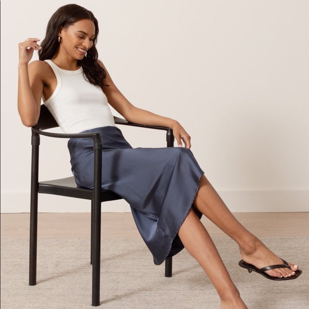 Modern Citizen Brandy Silken Slip Skirt - Midnight